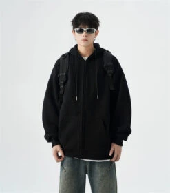 Oversized Zip-Up Sweatshirt Hoodie With Drop Shoulders -Modern Wear Shop ae3516d658bdaf1a45c87b2d517a0153