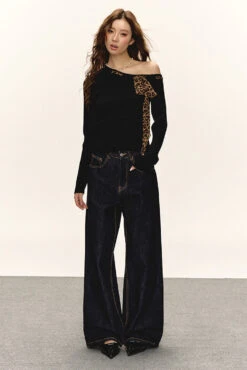 One-Shoulder Ribbed Top With Leopard Print Bow Detail 18 One-Shoulder Ribbed Top With Leopard Print Bow Detail -Modern Wear Shop ae751e592e0beb337c7d7da982fa36f6