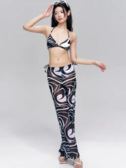 Abstract Print Triangle Bikini With Side-Tie Sheer Bottoms -Modern Wear Shop ae88d786b5eead43e221d99a68bb87f1