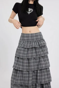 Layered Plaid Maxi Skirt With Ruffle Detail 11 Layered Plaid Maxi Skirt With Ruffle Detail -Modern Wear Shop ae8b2cb2f3ce5bab11f9ccb6f6d8664e