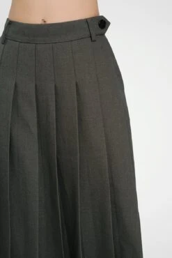 Front Pleated Midi Skirt With Back Slit And Belt Loops -Modern Wear Shop ae91bacff604a8a8a0a09182654a592d