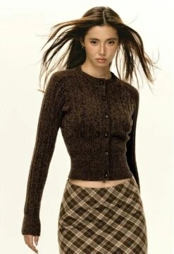 Skinny Cable Knit Button-Up Cardigan -Modern Wear Shop aeb5481c7726e4787f2f9254ca64036f