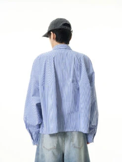 Oversized Striped Drop-Shoulder Cropped Button-Up Shirt 12 Oversized Striped Drop-Shoulder Cropped Button-Up Shirt -Modern Wear Shop aec1803091d3cd3526cfbee8563128cc