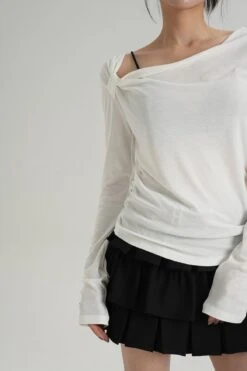 Asymmetric Single-Strap Off-Shoulder Long Sleeve Top -Modern Wear Shop aed5dfc11ad320d1decd2b59b929ada0