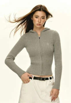 Slim Ribbed Zip-Up Hooded Sweater 23 Slim Ribbed Zip-Up Hooded Sweater -Modern Wear Shop af097ec5074838b3b27f789308458a0d