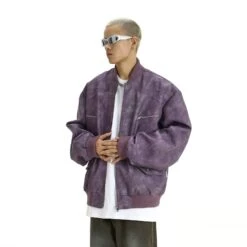 Suede Fade-Effect Zip-Up Bomber Jacket -Modern Wear Shop af69e2038568bf10a290dcd5bcefdd2a