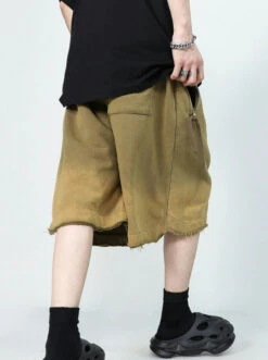 Drawstring Waist Raw Hem Longline Shorts -Modern Wear Shop af96991ddbb0eb5fce185b0dc52bc2f7
