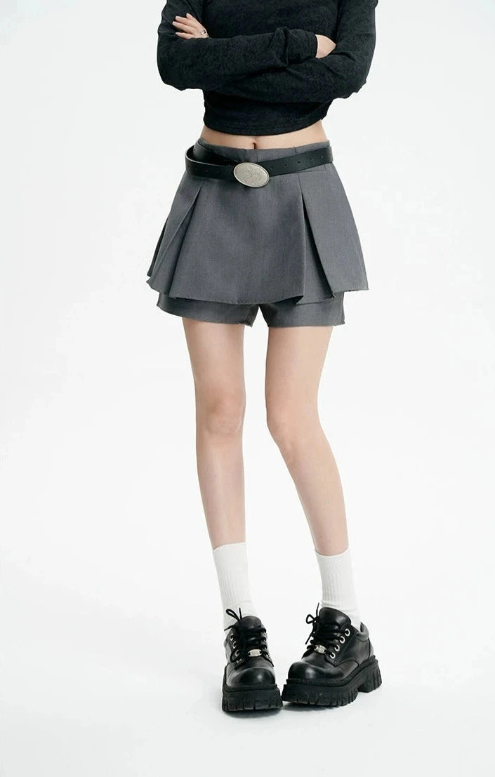 Pleated Mini Skirt With Oversized Belt Detail 4 Pleated Mini Skirt With Oversized Belt Detail - Image 4