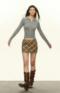 Ribbed Trim Cable Knit Skinny Cardigan 38 Ribbed Trim Cable Knit Skinny Cardigan -Modern Wear Shop afe02bb730e20d8b109f424b32cbda34