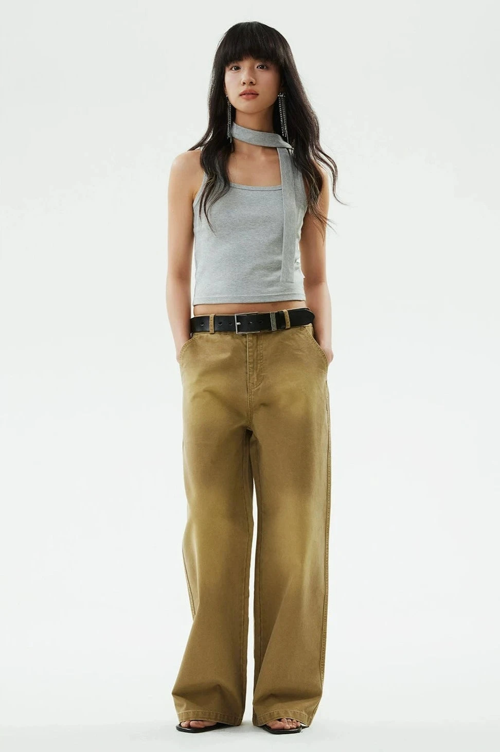 Ribbed Halterneck Crop Top With Choker-Scarf Neckline 6 Ribbed Halterneck Crop Top With Choker-Scarf Neckline - Image 6