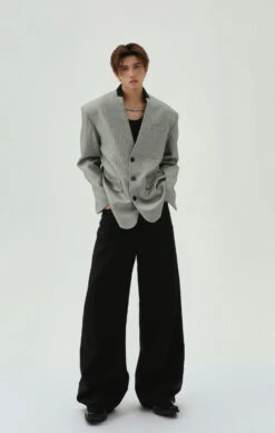 Oversized Houndstooth Pattern Single Breasted Blazer -Modern Wear Shop afff3b4046dd4ff61480fb5a0f1c97bc