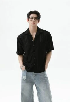 Button-Up Sheer Lace Shirt With Geometric Pattern 16 Button-Up Sheer Lace Shirt With Geometric Pattern -Modern Wear Shop b02d00b7eeca262c81fcd3b007125682