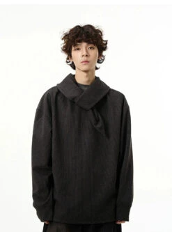 Drop Shoulder Sweatshirt With Scarf Detail