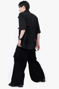 Short Sleeve Shirt With Sculpted Rosette Embellishments -Modern Wear Shop b052119bb77a8feda6b23f14ee96eecb