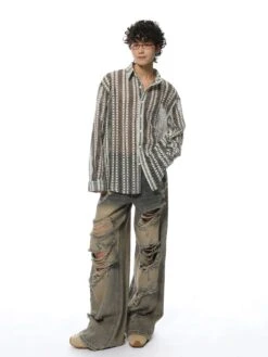 Extra-Distressed Vintage Wash Wide-Leg Jeans -Modern Wear Shop b06dce7fa3e39087cae4ceb218d432e8