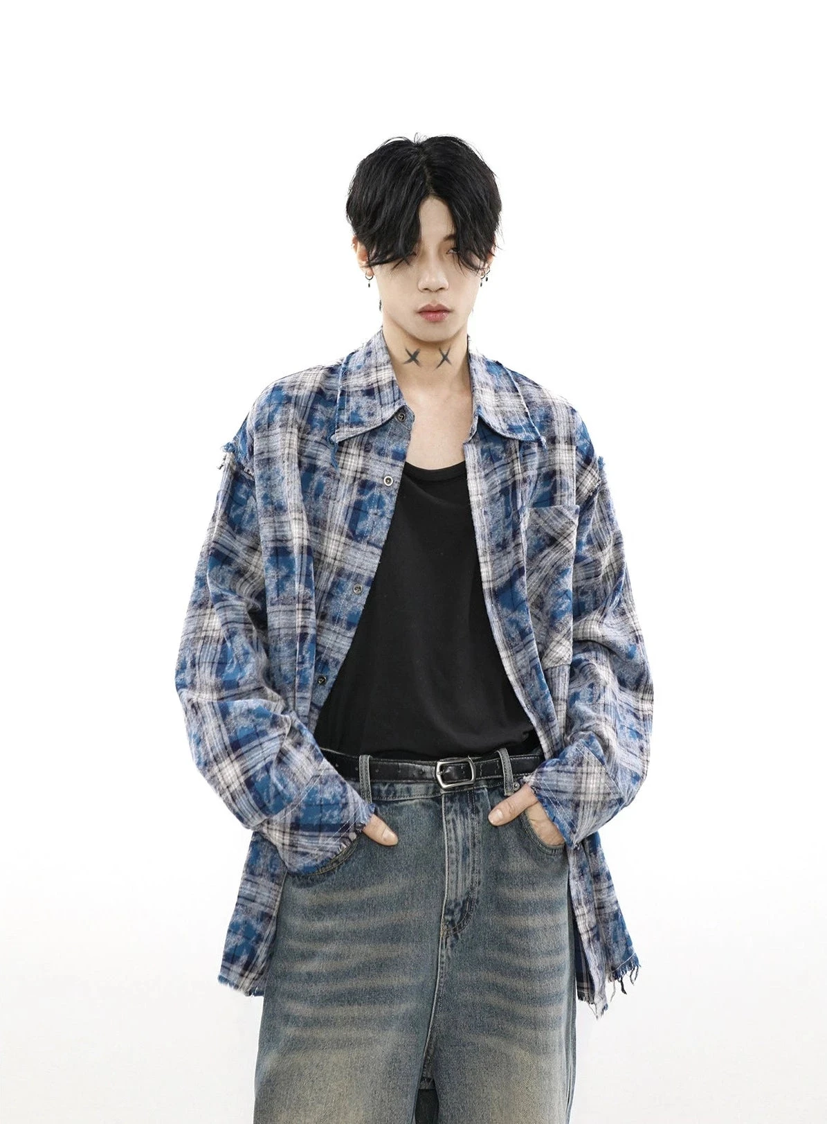 Plaid Tye-Dye Print Flannel Shirt 7 Plaid Tye-Dye Print Flannel Shirt - Image 7