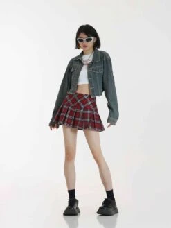 Plaid Tiered Pleated Mini Skirt -Modern Wear Shop b0f3d97d763a18606bad3ecbc060eea6