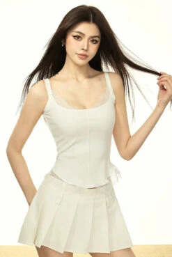 Mock Two Piece Lace Trim Ribbed Tank Top -Modern Wear Shop b0fe21a50ce62d112b397e7032f438e6