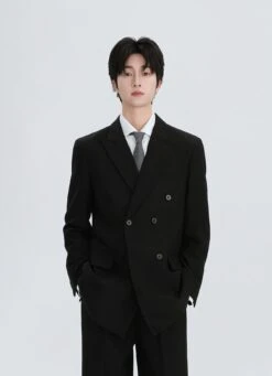 Double-Breasted Oversized Textured Blazer With Peak Lapel -Modern Wear Shop b1063e5b18b99ffd6ff94227ccc8cc74 topaz enhance 2x