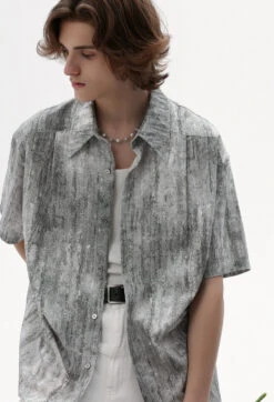 Abstract Ink Texture Short Sleeve Button Shirt -Modern Wear Shop b143ef6668415c6646733595e19dc5ef