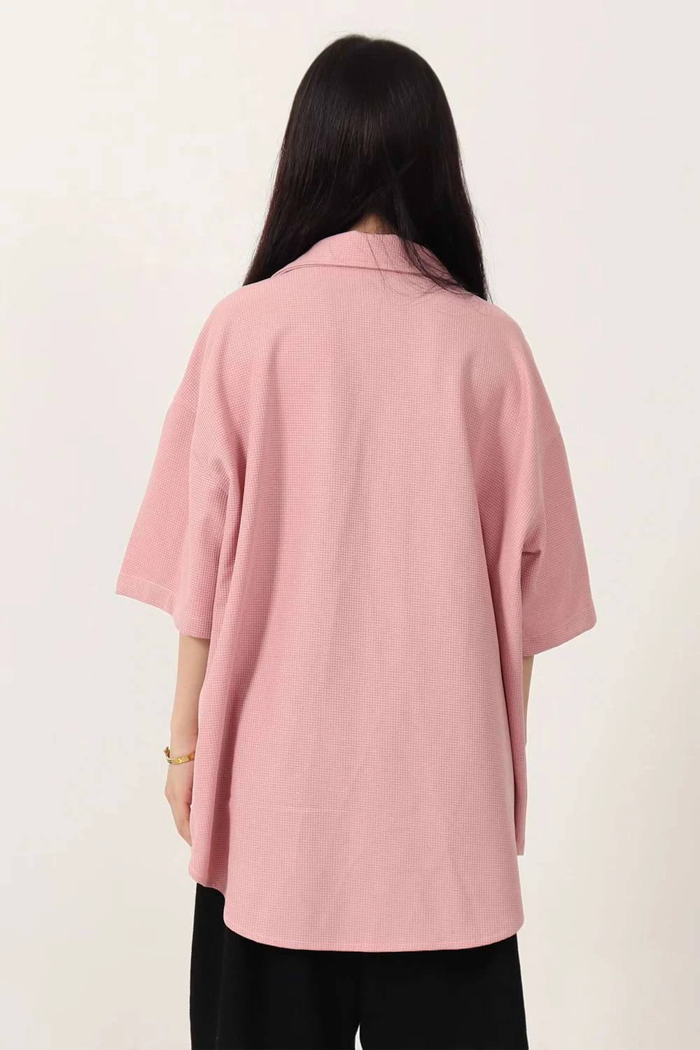 Waffle Texture Oversized Button Shirt 5 Waffle Texture Oversized Button Shirt - Image 5