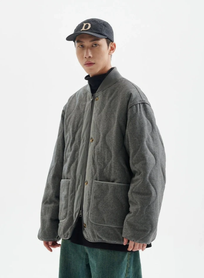 Quilted Drop Shoulder Button Jacket With Front Pockets 4 Quilted Drop Shoulder Button Jacket With Front Pockets - Image 4