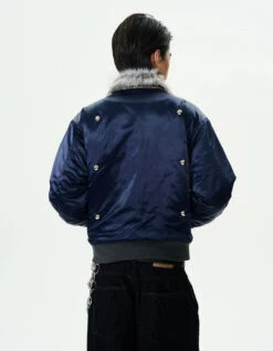 Faux Fur-Collar Bomber Jacket With Studs Detail 12 Faux Fur-Collar Bomber Jacket With Studs Detail -Modern Wear Shop b1ea053747a059858d26c64b2c3a7428