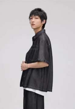 Textured Contrast Stitching Short Sleeve Button Shirt 11 Textured Contrast Stitching Short Sleeve Button Shirt -Modern Wear Shop b22a745b073259a21e41e6575ac8a1ec