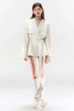 Double-Breasted Belted Trench Mini-Dress Jacket -Modern Wear Shop b297b4267d043c3f768ec0656705d1c2