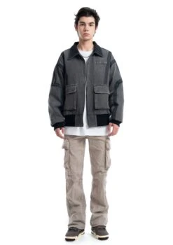 Contrast Stitch Denim Cargo Jacket With Flap Pockets -Modern Wear Shop b2a9008f44bd5b8bc0b523913a74d89c