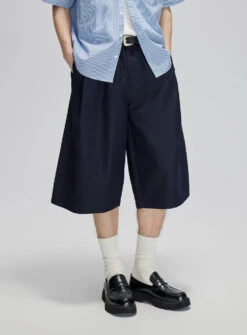 Elastic Waist Wide Leg Pleated Longline Bermuda Shorts 16 Elastic Waist Wide Leg Pleated Longline Bermuda Shorts -Modern Wear Shop b2aae21231e469c57d06a704013d629e