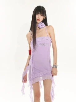 Layered Tulle Mini Dress With Sequin Accents