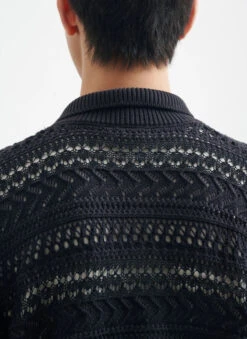 Open Knit Button-Up Shirt With Ribbed Hem -Modern Wear Shop b36cb3b3dd7fb6fa0d922d724d3c7212