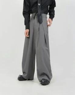 Wide Leg Pleated Palazzo Trousers With Belt Detail -Modern Wear Shop b422425e8f3660bb093a332f5cc95db4