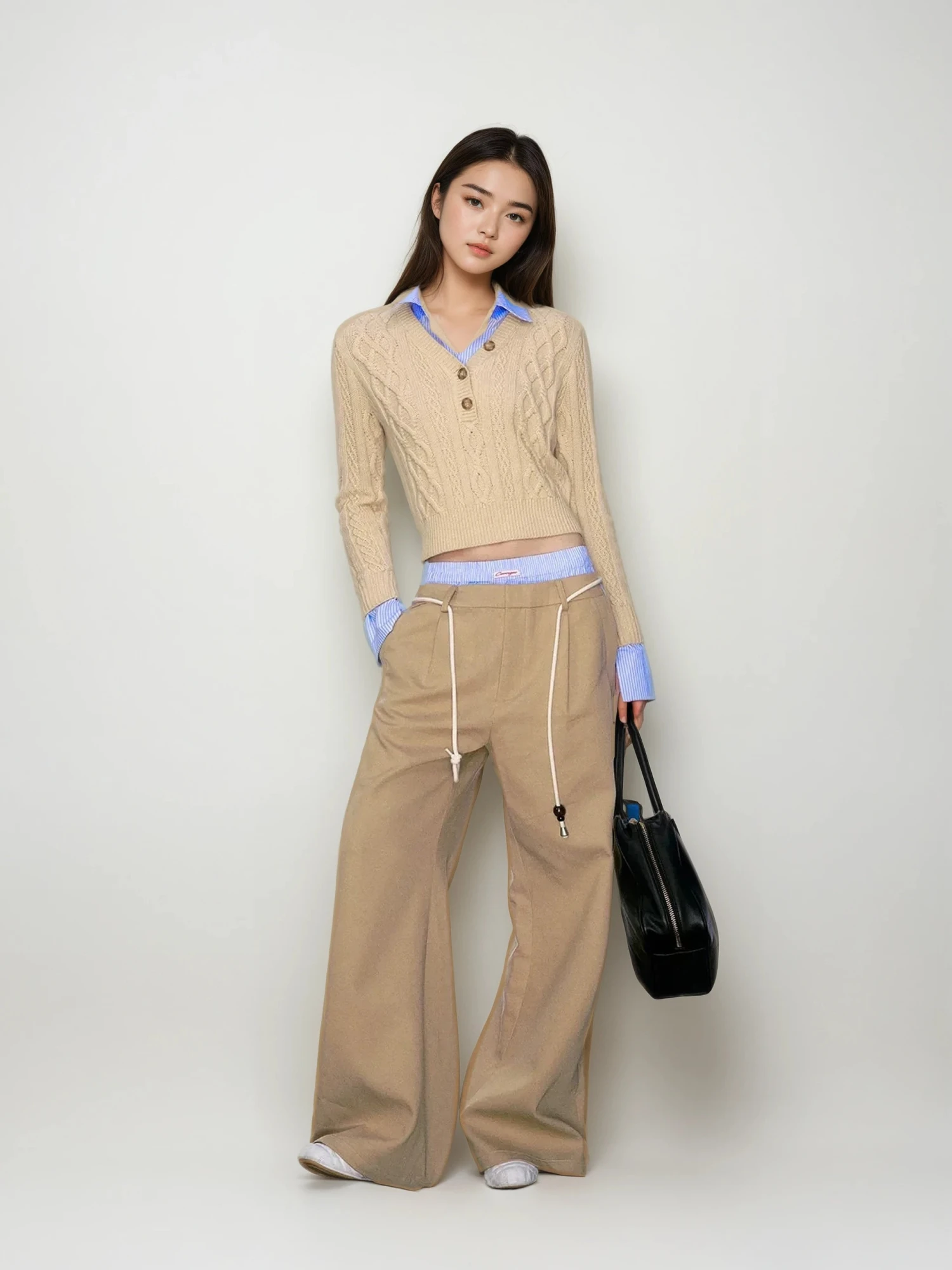 Mock Shirt-Collar Cable Knit Half Button Sweater 5 Mock Shirt-Collar Cable Knit Half Button Sweater - Image 5