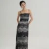 Spaghetti Strap Ruched Tie-Dye Maxi Dress