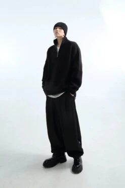 Oversized Half Zip Collar Knit Sweater -Modern Wear Shop b4858830e5e643416a8f43559cc8b719