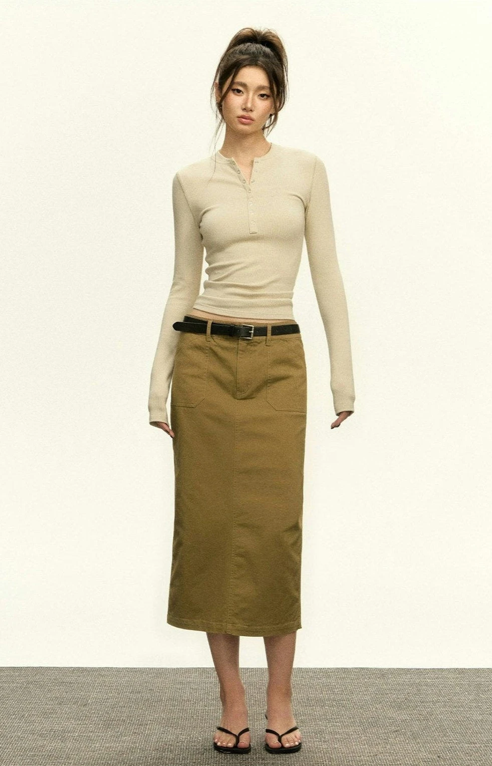 Ribbed Long Sleeve O-Neck Henley Top 11 Ribbed Long Sleeve O-Neck Henley Top - Image 11