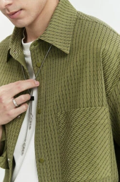 Herringbone Striped Overshirt With Chest Pockets -Modern Wear Shop b4be0e1ed558dab7f71f7dd595546d48