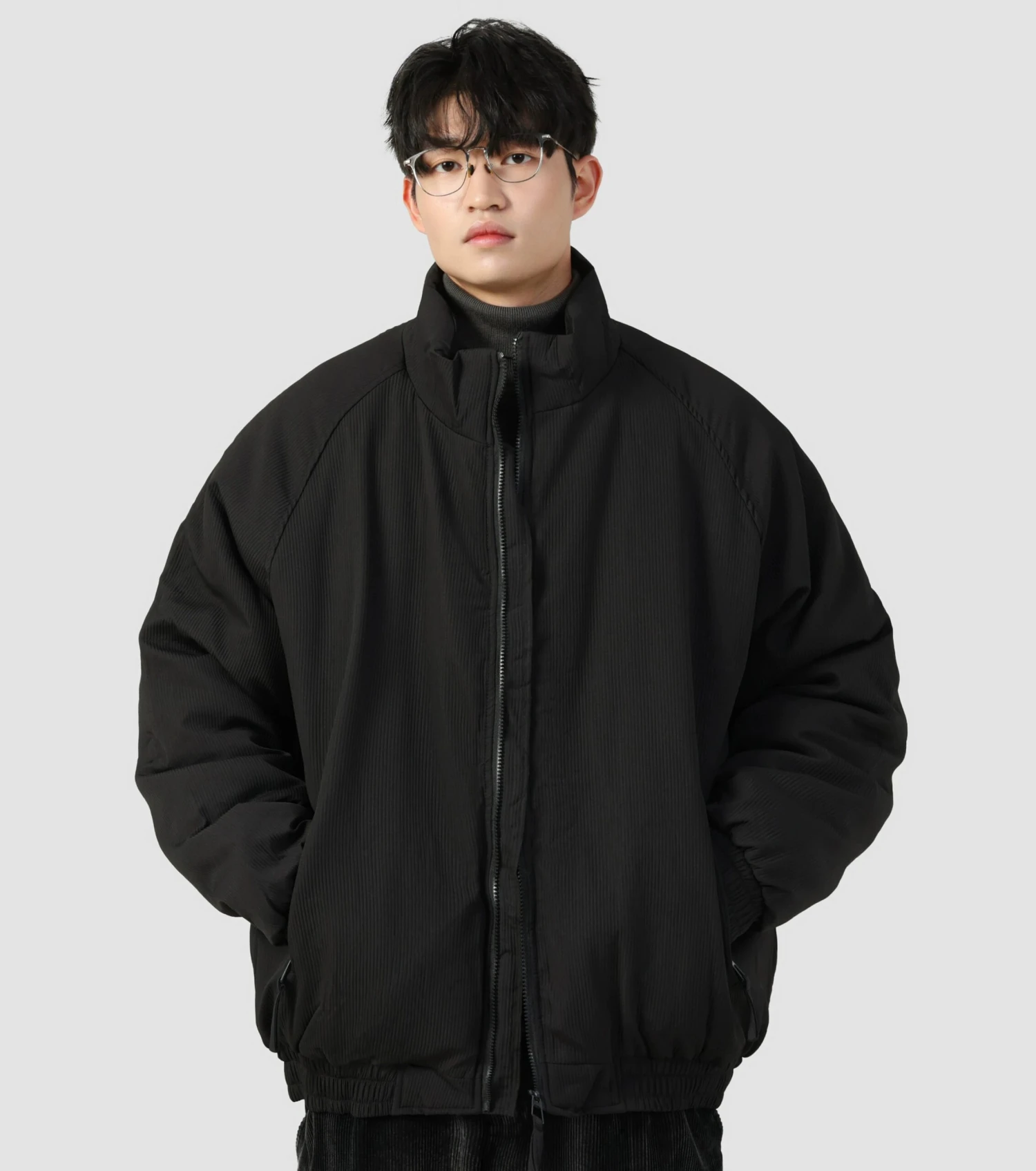 Oversized Ribbed Zip Jacket With Elastic Hem 8 Oversized Ribbed Zip Jacket With Elastic Hem - Image 8