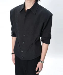 Structured Button-Up Shirt With Cinch Side Detail -Modern Wear Shop b4fc4c5473fe305bd25385d1f2e81f55