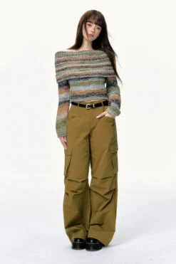 Striped Knit Off-Shoulder Multicolor Sweater -Modern Wear Shop b51d8038a590dd4e753c82f55db43aa7