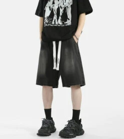 Zipper Detail Knee-Length Faded Denim Shorts -Modern Wear Shop b52984b7f1b58b25bf28a7efc2a9abce