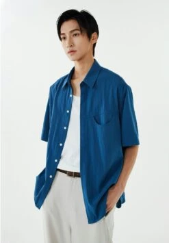 Collared Linen-Blend Button-Up Shirt 15 Collared Linen-Blend Button-Up Shirt -Modern Wear Shop b540561335c38dc4b292f9df959bcfcf