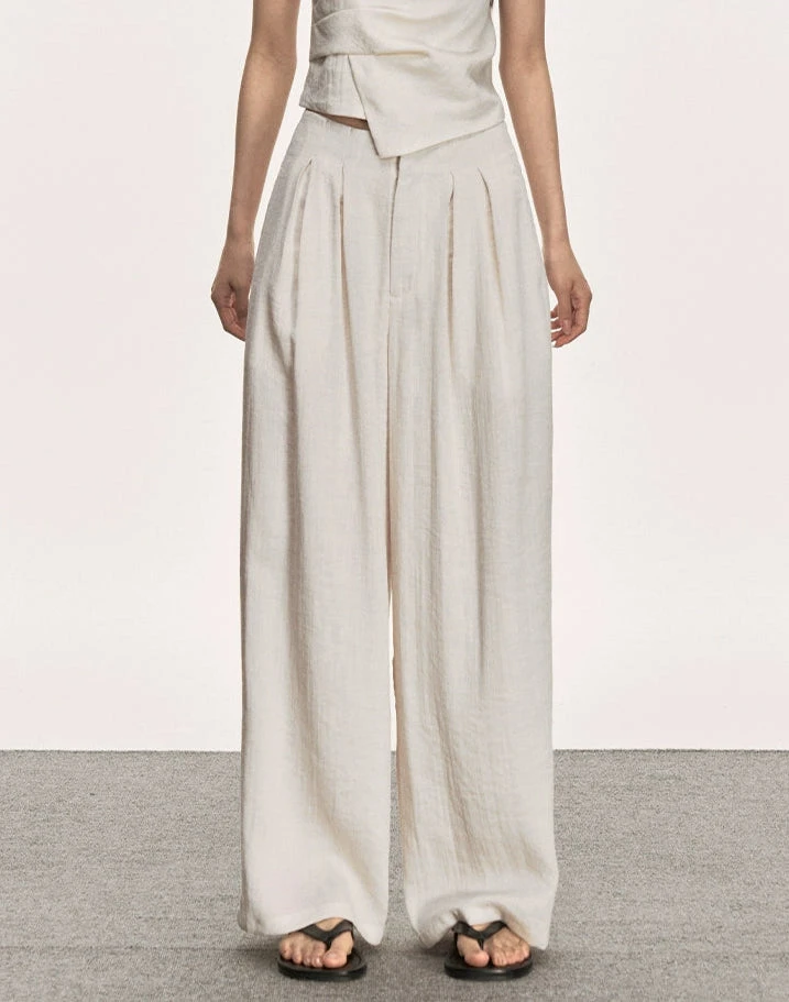 Strapless Asymmetric Top And Wide Leg Pleated Pant Two-Piece Set 4 Strapless Asymmetric Top And Wide Leg Pleated Pant Two-Piece Set - Image 4