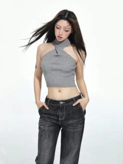 Twist Halter Neck Ribbed Crop Top 21 Twist Halter Neck Ribbed Crop Top -Modern Wear Shop b596ee0e36a186c5434f8a3cf2cf5d04