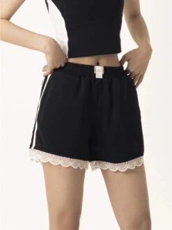 Elastic Waist Contrast Trim Lace Shorts 18 Elastic Waist Contrast Trim Lace Shorts -Modern Wear Shop b5c5ca97afaa65a5dcc0bc86f68bfcfc