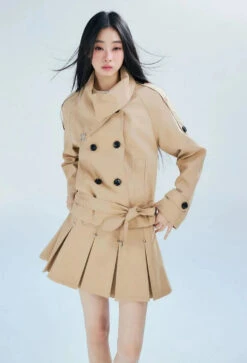 Double-Breasted Cropped Trench Coat With Belt Detail -Modern Wear Shop b612b5df1fc7e5df619ca47d7f840d25
