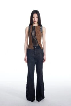 Sheer Lace Leather Patchwork Sleeveless Top -Modern Wear Shop b637f6d232ac56a8964389a0a115eb49