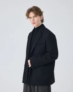 Oversized Single-Breasted Blazer Jacket With Structured Notched Lapel -Modern Wear Shop b6929a8bba4f1735be218071baaeea06